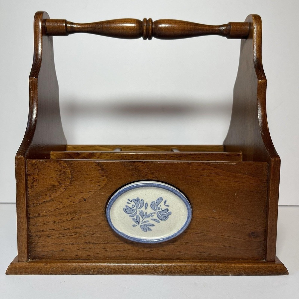 Pfaltzgraff Yorktowne Wooden Utensil/Silverware-Pen/Pencil Caddy Cottagecore VTG